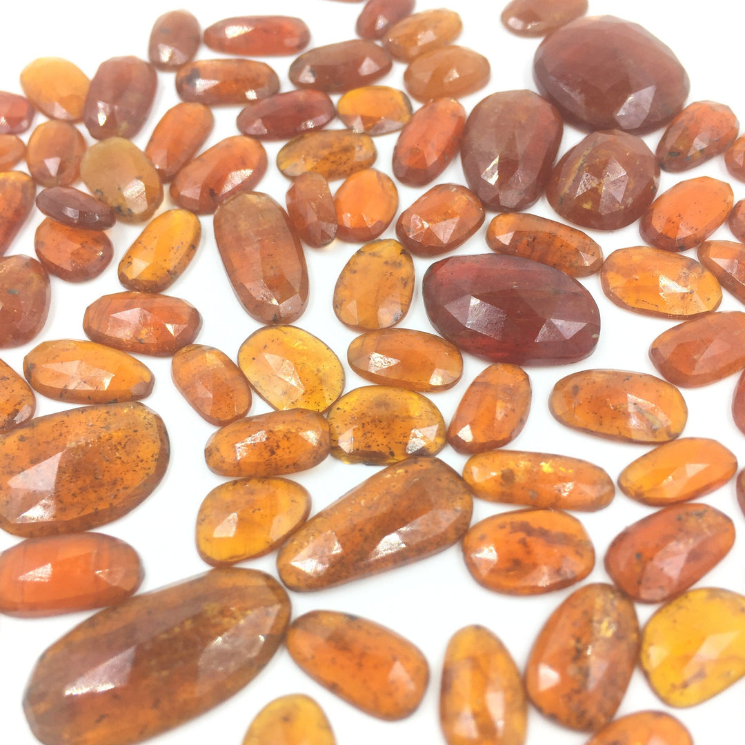 2 pcs natural Orange Kyanite freeform jewelry, faceted rose cut, gemstone for jewelry, jewelry making rosecut 5X9 11X15 mm