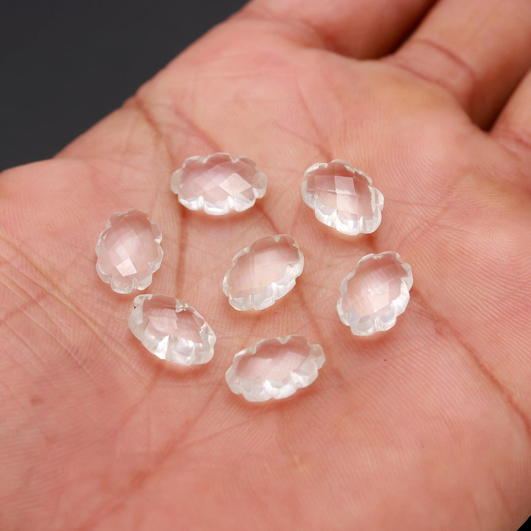 Cute Crystal Quartz Clouds Shape Beads, Faceted Clear Quarz Cloud Shape Beads, Carved Cloud Shape Charms, 12 MM, Loose Carved Briolettes