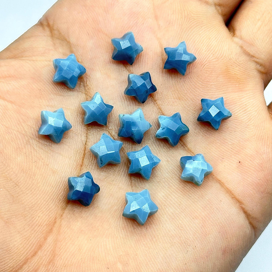 Mini Blue Opal Star Shape Briolettes, Hand Carved Faceted Star Beads, Wholesale Loose Gemstone Star Charm, Jewelry Making Star 8 MM