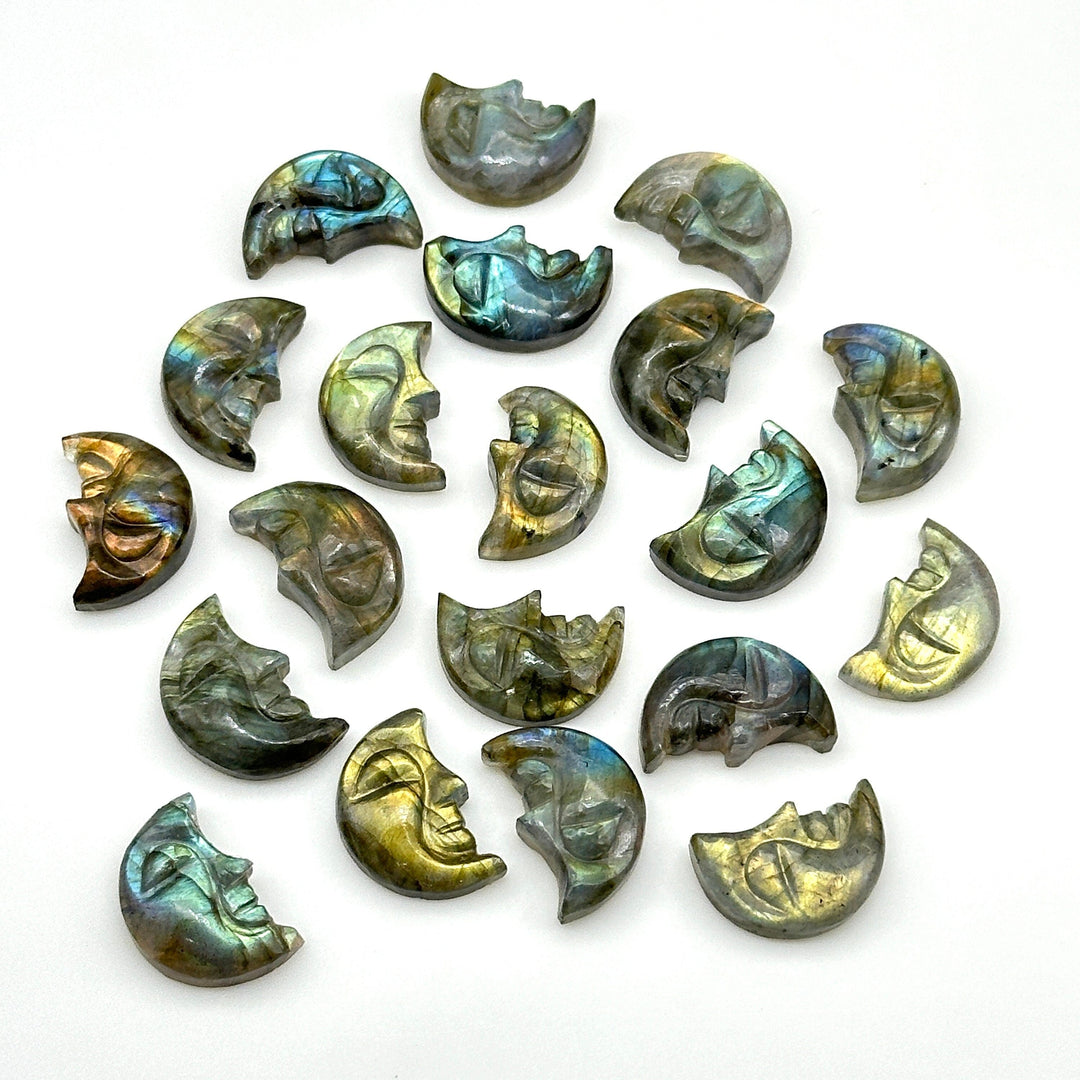 AAA Natural Labradorite Moon Face, Flashy Labradorite Carvings, 18X13 MM, Jewelry Making Carving Gemstone, Carved Face Crystal, Face Charm