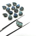 Load image into Gallery viewer, Natural Labradorite Leaf Shape Beads, Hand Carved Labradorite Leaf Shape Briolette's, Faceted Fancy Carvings for Jewelry Making, 11X15 MM