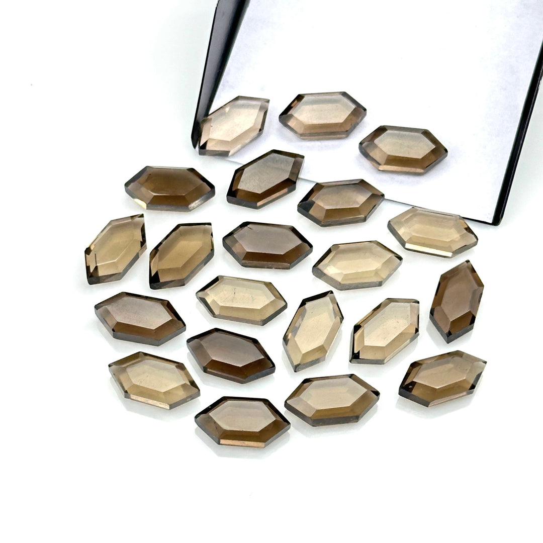 Natural Smokey Quartz Hexagon Beads, New Fancy Shape Charms For Jewelry, 7X14 Geometrical Shape Gemstone Beads, Wholesale Carving Beads