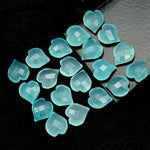 Load image into Gallery viewer, Beautiful Aqua Chalcedony Heart Shape Beads, Hand Carved Heart Charms for Jewelry Making, Faceted Heart Shape Briolette's, 13 MM