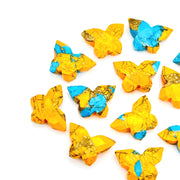 Orange Oyster Copper Turquoise Butterfly Shape Beads, Turquoise Butterfly, Faceted Butterfly Gemstone, Blue Turquoise Carving Beads 14x10 MM