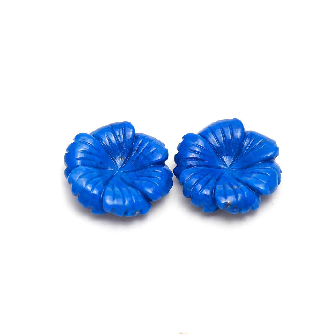 Natural Lapis Lazuli Overlapped Flower Shape Stone, Hand Carved Lapis Flower Gemstone for Jewelry Making, 20 MM Crystal Gifts