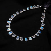 Super Rainbow Moonstone Faceted Pear Beads, High Flashy Rainbow Moonstone Pear Shape Briolette's, Side Drill Pear, 7-8 MM