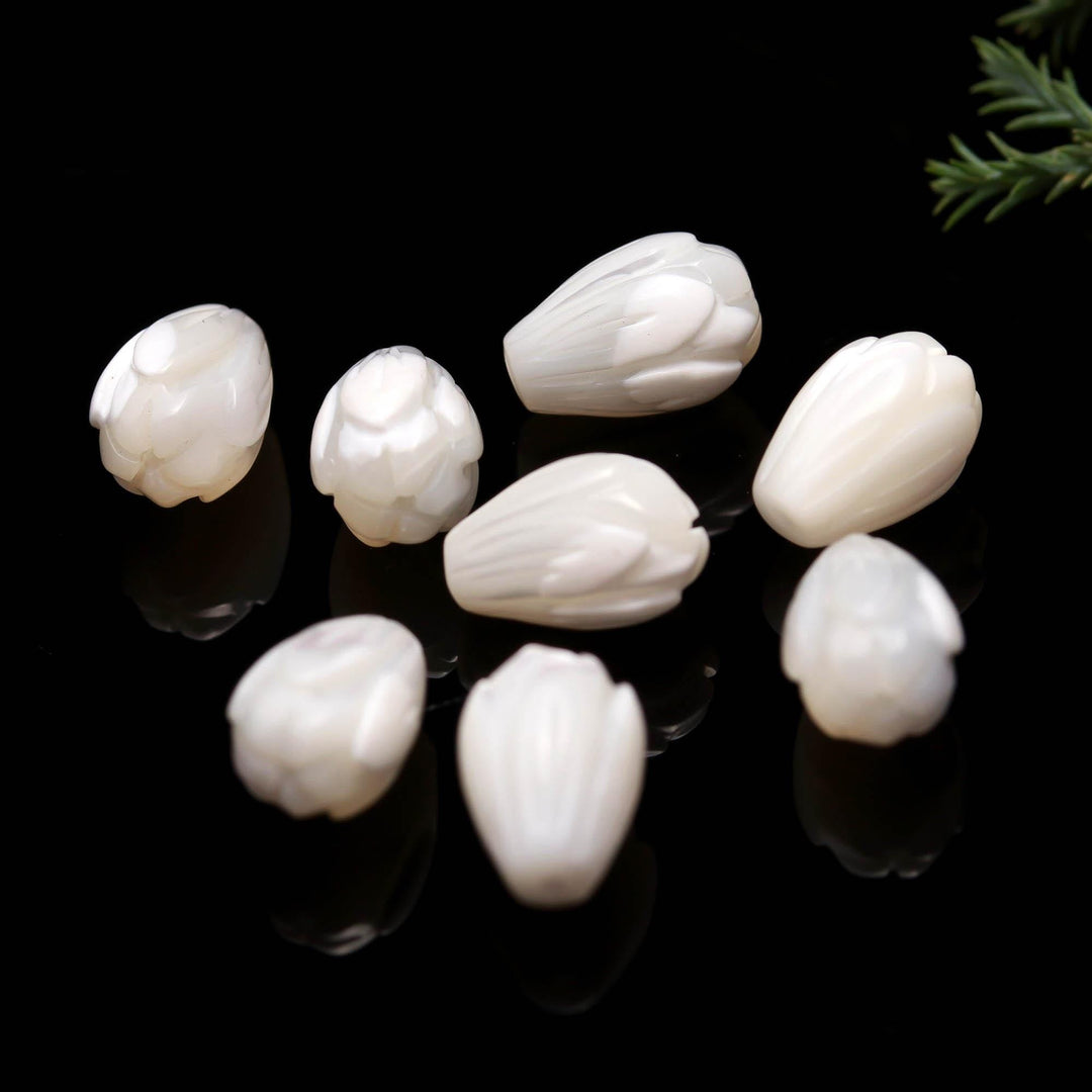 Mother of Pearl Tulip Shape Drill Beads for Jewelry Making, 12 MM Top to Bottom Drill