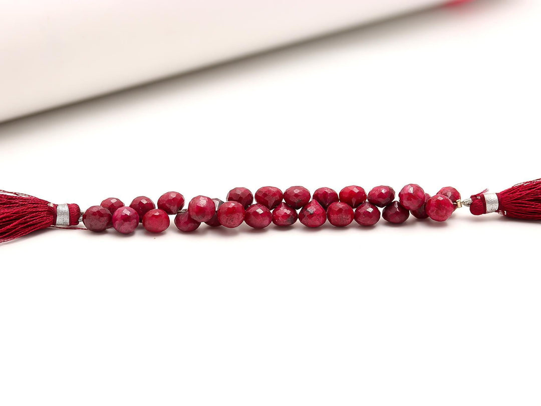AAA Red Ruby Corundum Onion Shape Carved Briolettes, Ruby Faceted Onion Shape Beads, 7-7.5 MM Hand Carved Onion Beads for Jewelry Making