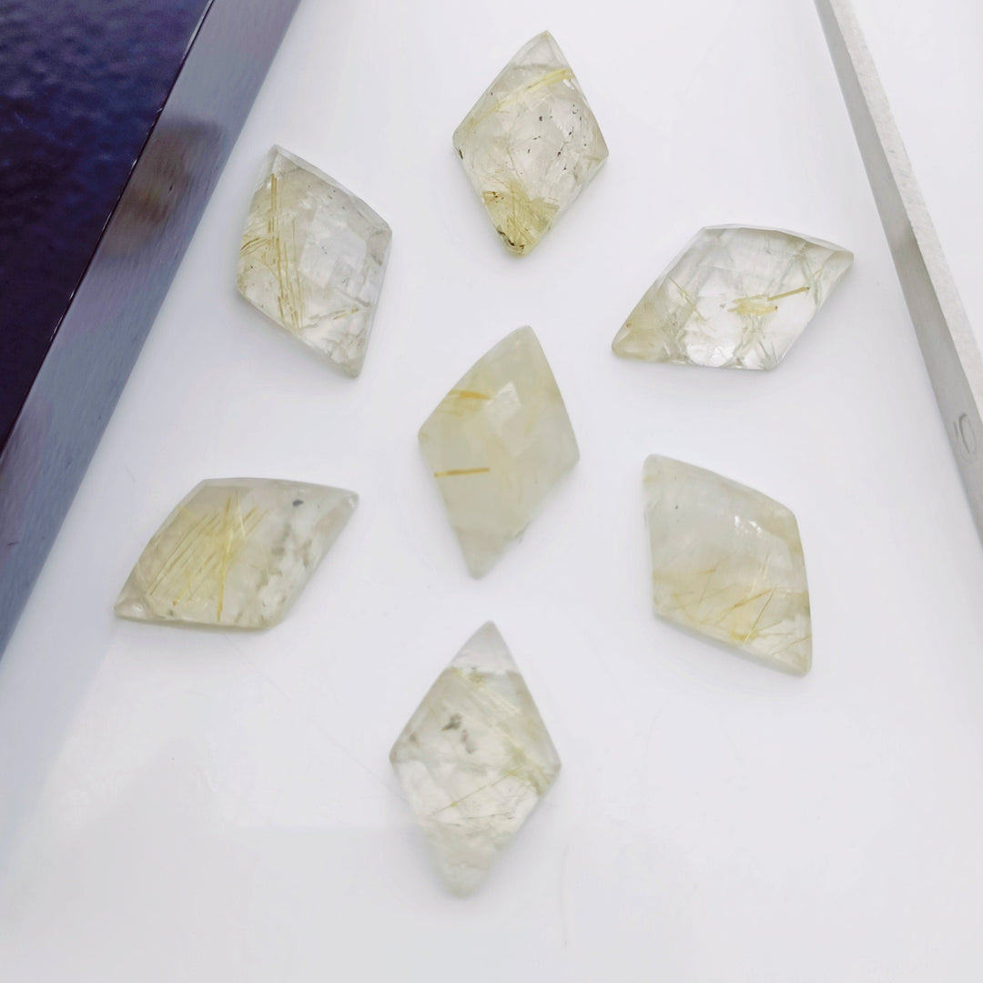 2,3,4,5,6 Pcs Natural Golden Rutile fancy Shape Carving, Hand Carved Gemstone, backside intersection Gemstone, Carved Gemstone, 16X10 mm