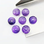 Load image into Gallery viewer, 2,3,4,5pcs 100% Natural Amethyst Fancy Shape Carved Gemstone, Loose Gemstone, coin Shape Gemstone for Jewlery, Carved Gemstone 11 mm
