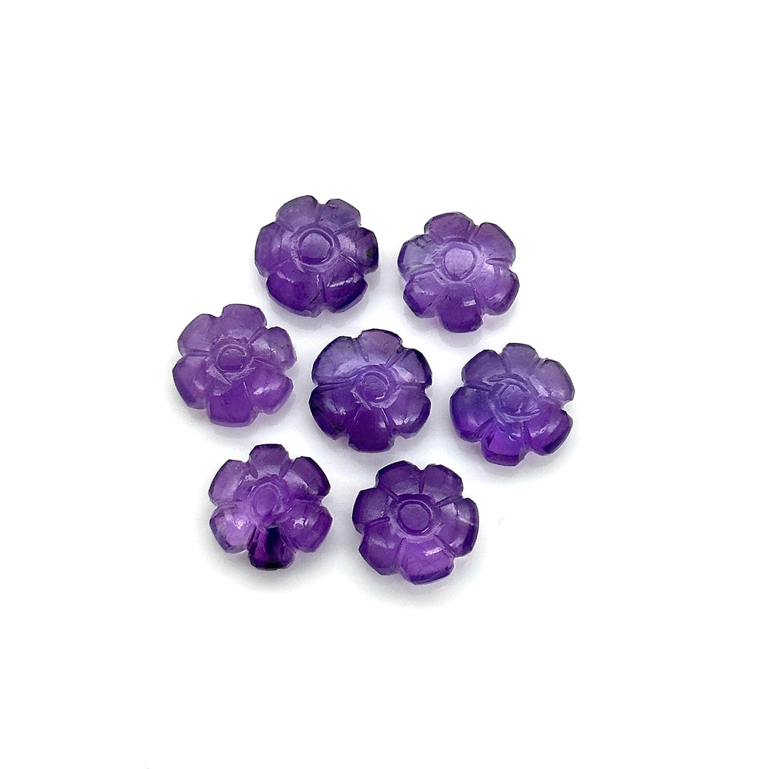 Natural Amethyst Flower Shape Beads, Purple Amethyst Flower Shape Carving, Jewelry Making Loose Gemstone Charms, 12 MM, Carved Crystals