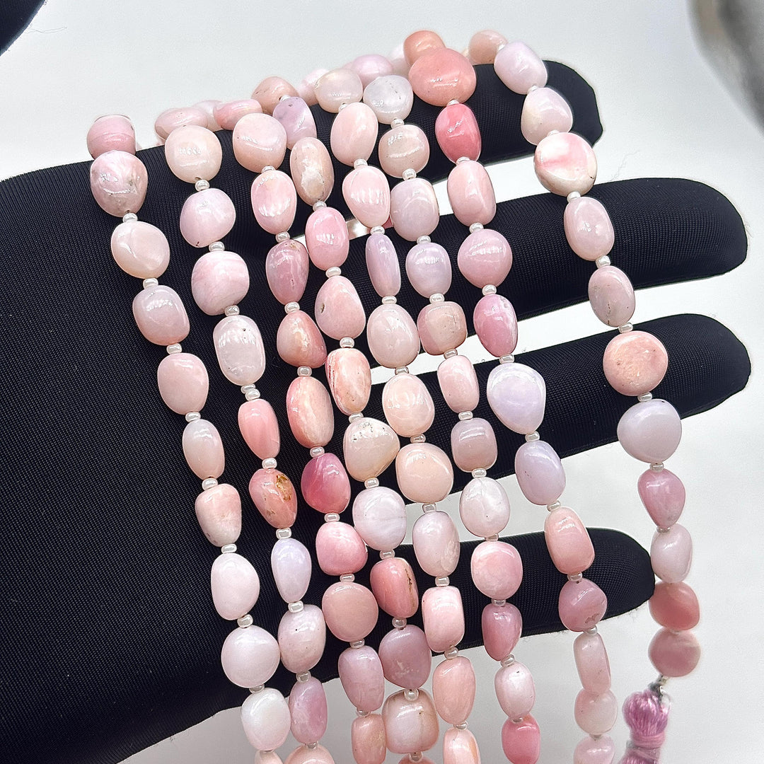 AAA Pink Opal Tumble Shape Gemstone Beads, Pink Opal Plain Nuggets Shape Beads, 8" Fancy Wholesale Jewelry Beads, 7-8 MM
