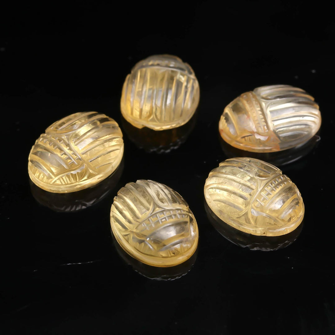 Genuine Citrine Scarab Carved Gemstone, Fancy Shape Scarab Carving, Insect Beads, 16X12 MM, Home Decor Crystals, Reiki Healing