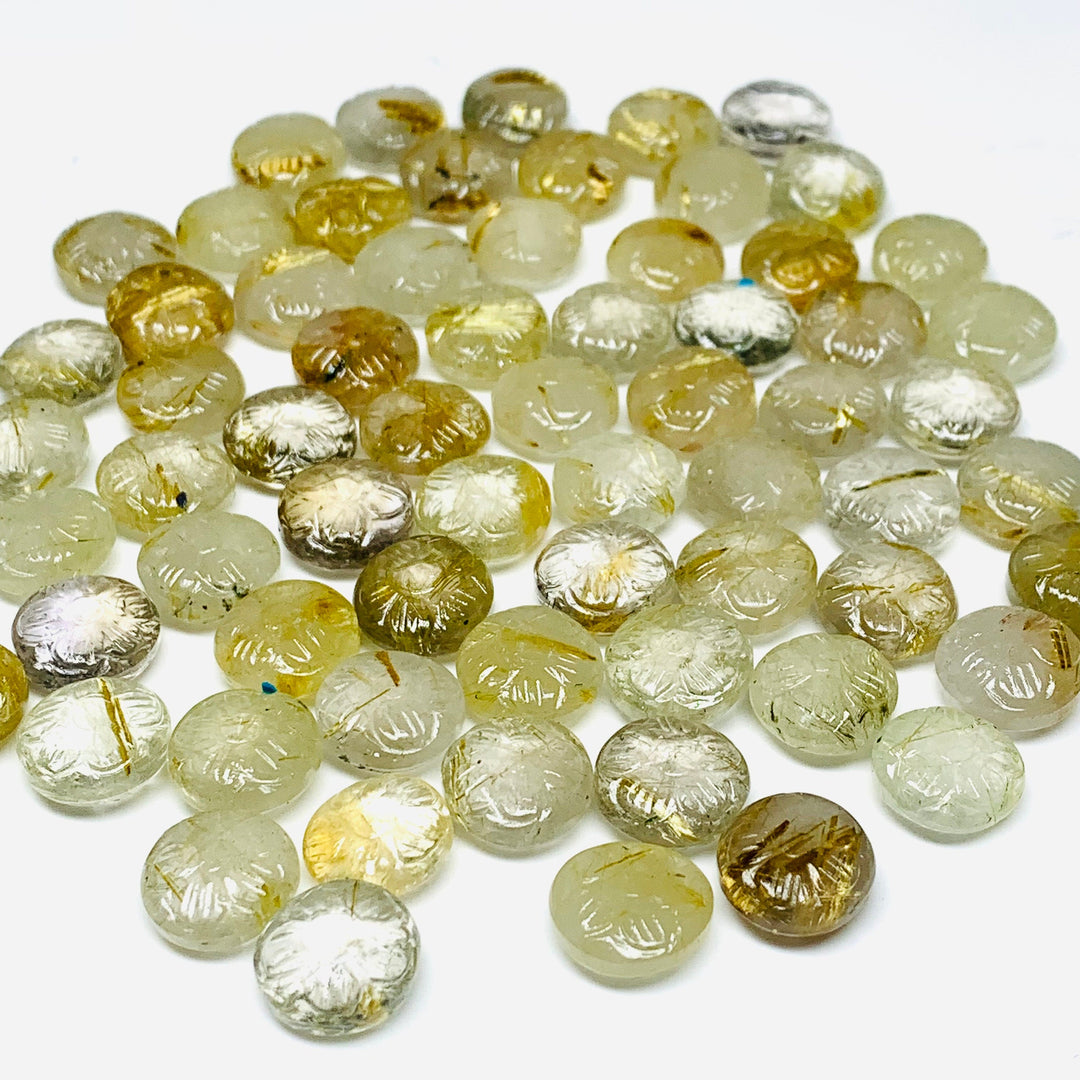 5,6,7,8,9 pcs Natural Golden Routile Fancy Shape Carved Gemstone, Loose Gemstone, Fancy Shape Gemstone For Jewellery, 11 mm
