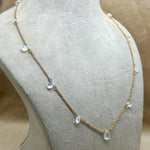 Load image into Gallery viewer, Beautiful Rainbow Moonstone Pear Necklace, Blue Flashy Faceted Pear Chain Necklace, Necklace For Girls, Gift For Her, Gold Plating Chain