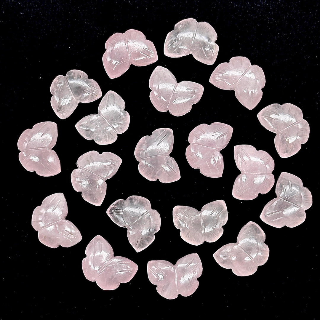 Cute Rose Quartz Butterfly Shape Beads, Natural Pink Quartz Hand Carved Butterfly Briolettes, Rose Quartz Gemstone Beads, 13 MM Loose Beads