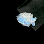 Load image into Gallery viewer, Carved Rainbow Moonstone Fish: Handmade Gemstone Briolette (22x33mm