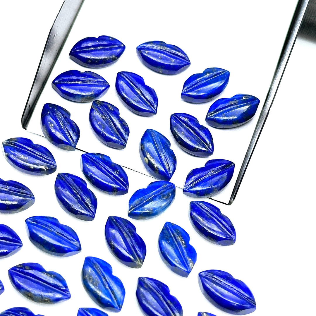 Natural Lapis Lazuli Lips Shape Beads, Hand Carved Lips Shape Gemstone Beads, Lips Shape Fancy Charms, 14X8 MM, Blue Lips Briolettes Beads