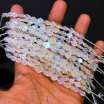 Load image into Gallery viewer, Carved Rainbow Moonstone Leaf Shape Beads, Natural Rainbow Gemstone Flat Back Leaf Beads, Leaf Carving for Jewelry, 6-8 MM, 4-inch Strand