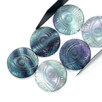 Load image into Gallery viewer, AAA Multi Fluorite Evil Eye Shape Stone, Natural Multi Fluorite Hand Carved Gemstones, 28 MM, Round Evil Eye Carving, Fluorite Charms