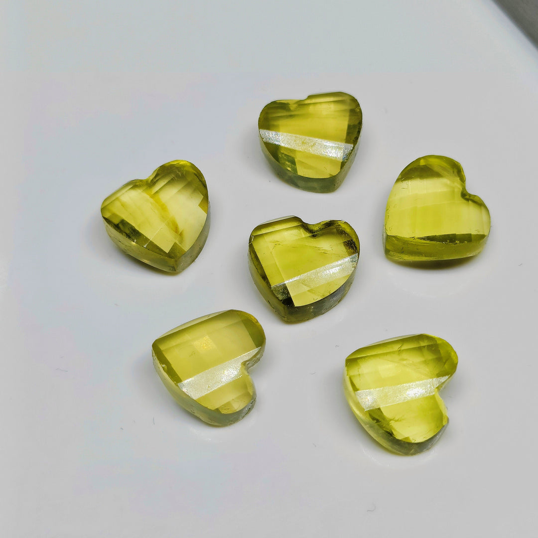 2,3,4,5,6 pcs 100% Natural Lemon quartz  twisted heart Shape Carved Gemstone, Loose Gemstone, fancy Shape Gemstone, Carved Gemstone 12 mm
