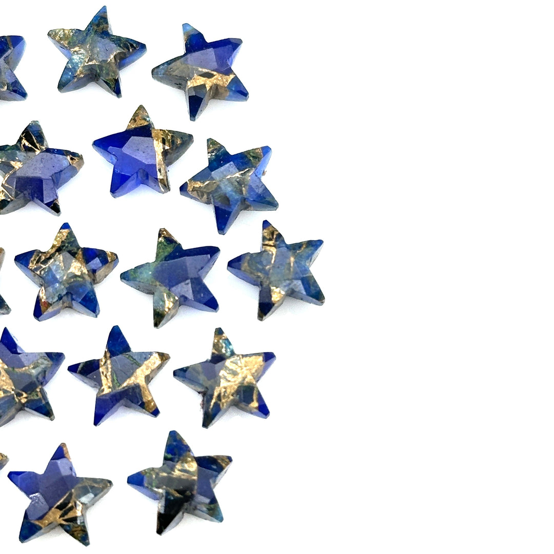 Dark Blue Copper Turquoise Star Shape Beads, Blue Turquoise Faceted Star Beads, Gemstone Carving Beads, Hand Carved Star Charms 10 MM