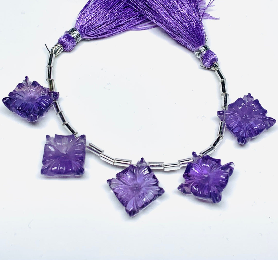 2,3,4,5,6 pcs 100% Natural Amethyst Fancy Shape Carved Gemstone, Fancy Shape Carving, Carved Gemstone For Jewellery 14 mm