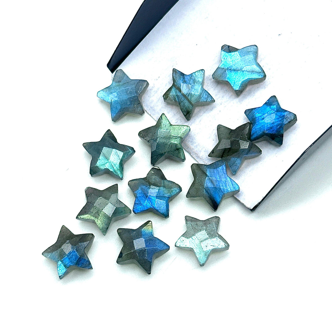 Blue Flashy Labradorite Star Shape Beads, Natural Labradorite Star Shape Briolettes, Faceted Labradorite Star Charms, 12 MM, Loose Gemstones