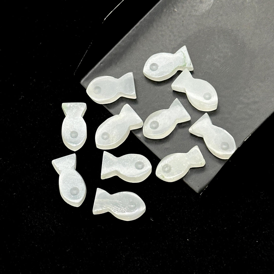 Natural White Moonstone Fish Charm, Fancy Fish Shape Carved Gemstone, 7X14 MM Loose Gemstone Fishes, Rare Fish Charms for Jewelry Making
