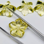Load image into Gallery viewer, 1,2,3,4,5 pcs 100% Natural Lemon Quartz Flower Shape Carved Gemstone, Flower Shape Carving, Carved Gemstone For Jewellery 15-16 mm