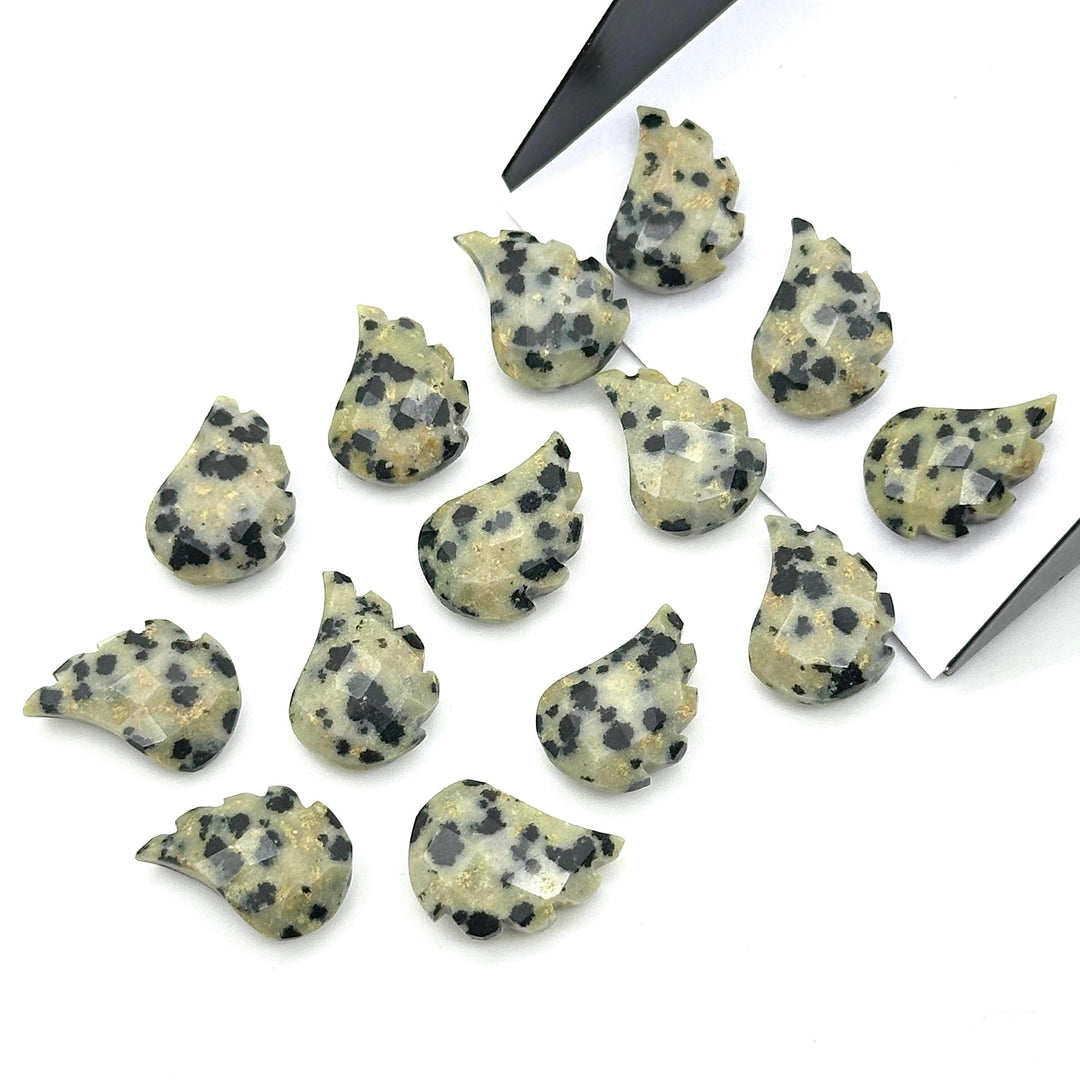 AAA Dalmatian Jasper Leaf Shape Beads, Jasper Leaf Shape Briolette's, Faceted Fancy Carvings for Jewelry, 11X15 MM, Wholesale Gemstones