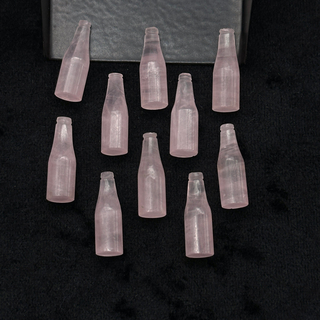 Tiny Natural Rose Quartz Bottle Carving, Bottle Shape Carved Gemstone, Jewelry Making Charms, 7X21 MM Chakra Healing Gemstone Beads