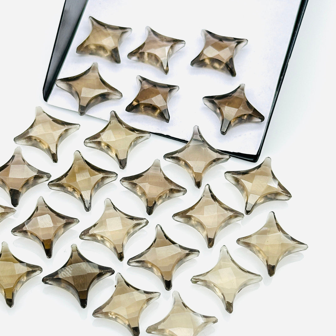 Natural Smokey Quartz Ninja Star Shape Carving Beads, Fancy Star Shape Gemstone Beads, 11X15 MM Jewelry Making Star Shape Briolettes Beads