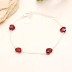 Load image into Gallery viewer, Red Garnet Heart Bracelet, Natural Garnet Faceted Heart Beads Bracelet, January Birthstone Silver Bracelet, Mini Heart Jewelry, Girls Gifts