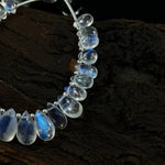 Load image into Gallery viewer, AAA Quality Flashy Rainbow Moonstone Smooth Pear Beads, 4 inch strand, Natural Blue Flash Rainbow Moonstone Pear Beads, 4X6 - 8X10 MM