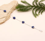 Load image into Gallery viewer, Natural Lapis Lazuli Heart Beads Bracelet, Blue Lapis Lazuli Beads Bracelet, Women's Gift Chain Bracelet, 925 Silver Bracelet, Girls Anklets