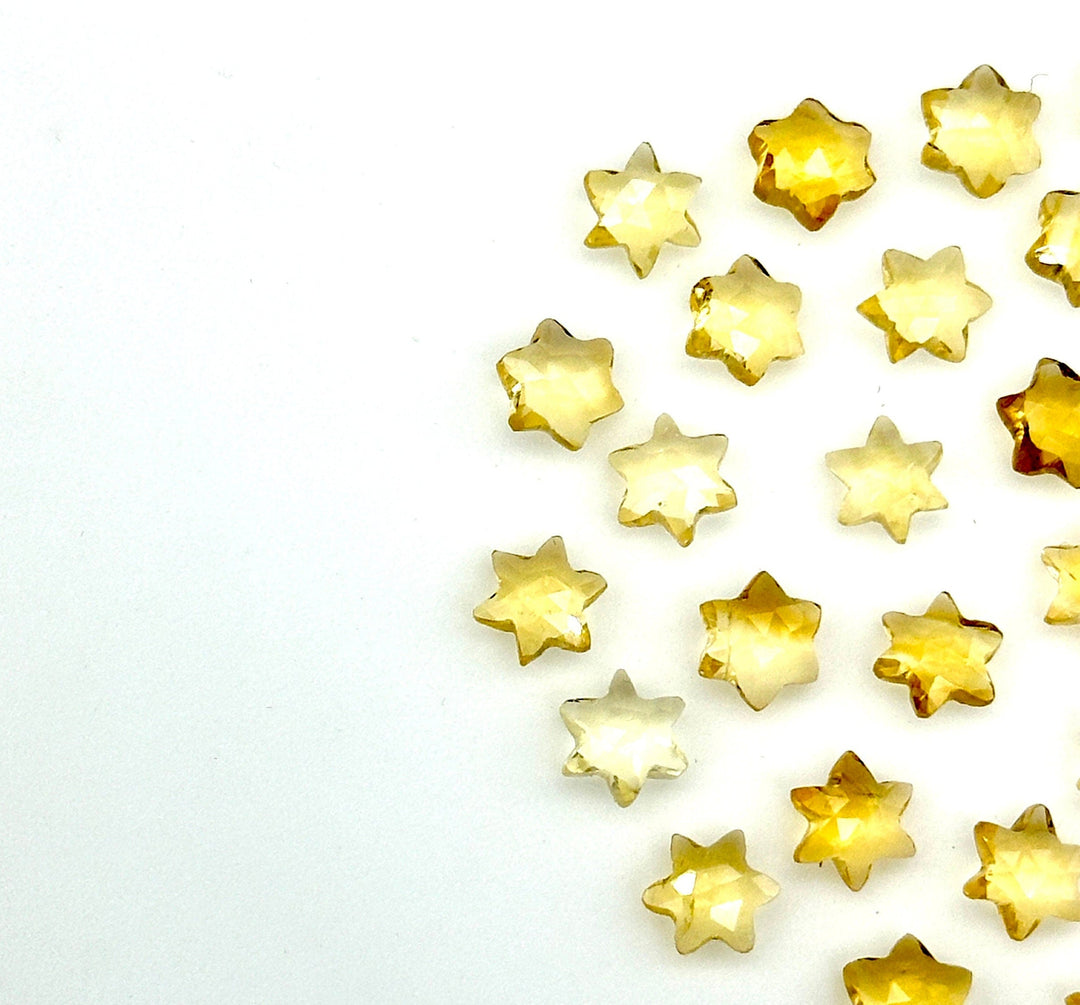 Natural Citrine Little Stars, Citrine Gemstone Star Shape Beads, 6 MM Star Shape Gemstone for Jewlery, 6 Sides Carving Star Beads