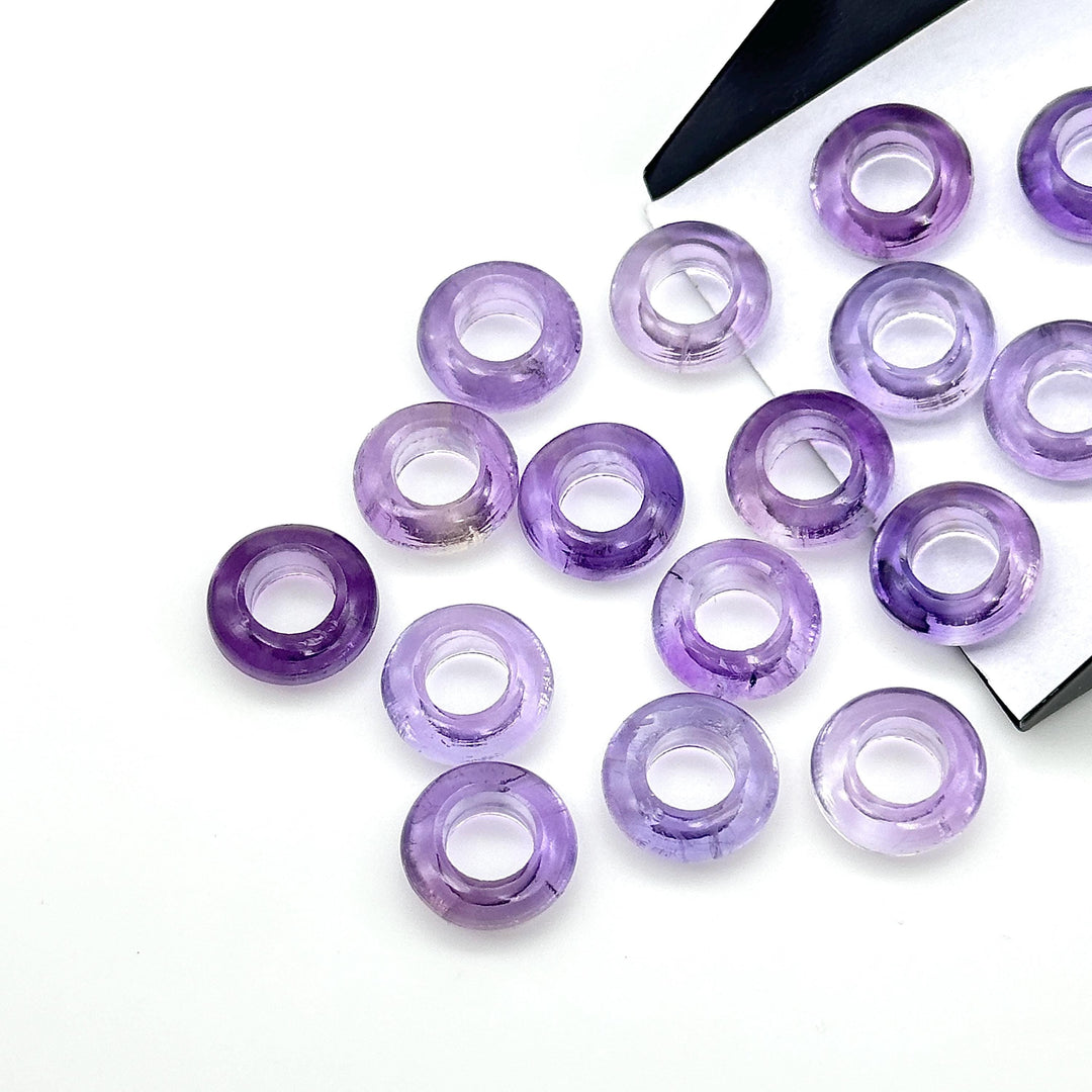 Dazzling Pink Amethyst Donut Shape Gemstones, Natural Pink Amethyst Donut Carving, Healing Gemstone Beads, 12 mm Purple Donut Smooth Beads