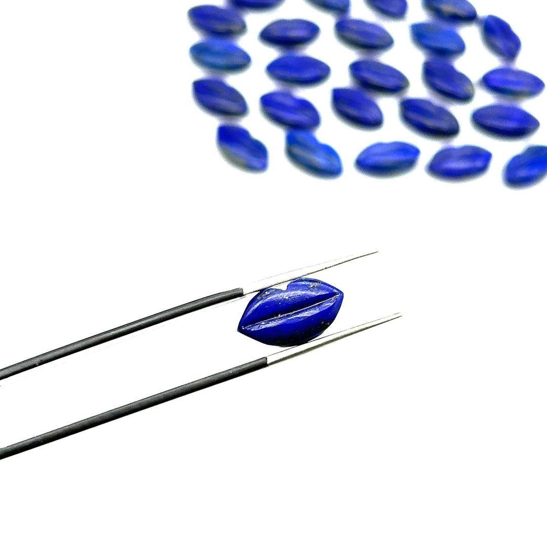 Natural Lapis Lazuli Lips Shape Beads, Hand Carved Lips Shape Gemstone Beads, Lips Shape Fancy Charms, 14X8 MM, Blue Lips Briolettes Beads