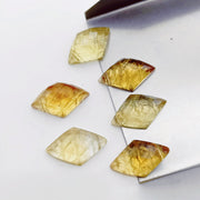 Natural Citrine Fancy Shape Carving Beads, 16X10 MM Clear Hand Carved Gemstone Beads, Backside Intersection Loose Gemstone Beads for Jewelry