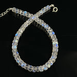 Load image into Gallery viewer, Top Quality Rainbow Moonstone Beads Bracelet, Natural Blue Flash Beads Bracelet, White Rainbow Bracelet, Gemstone Silver Anklet For Girls