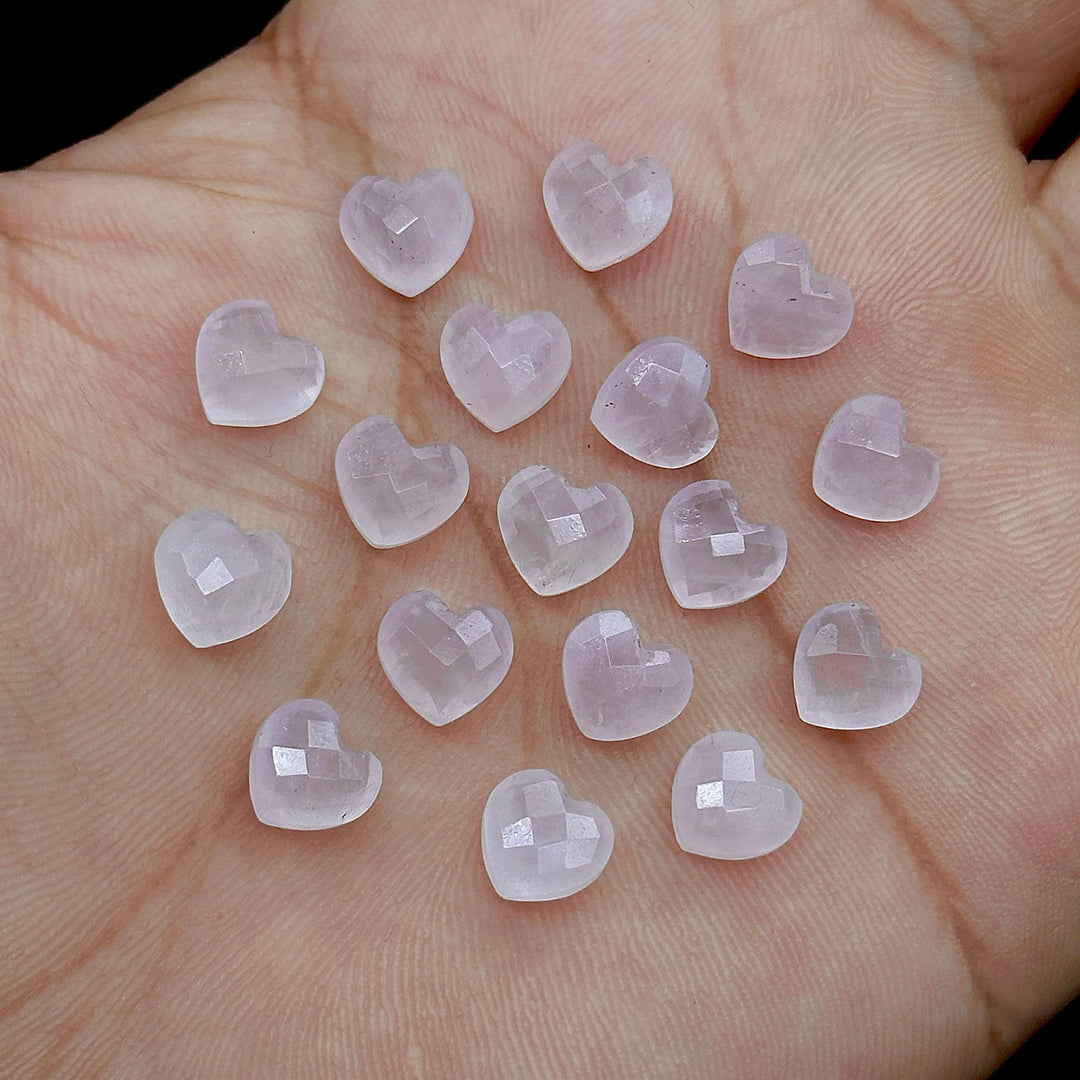 Faceted Rose Quartz Heart Beads: 8mm Gemstone Charms
