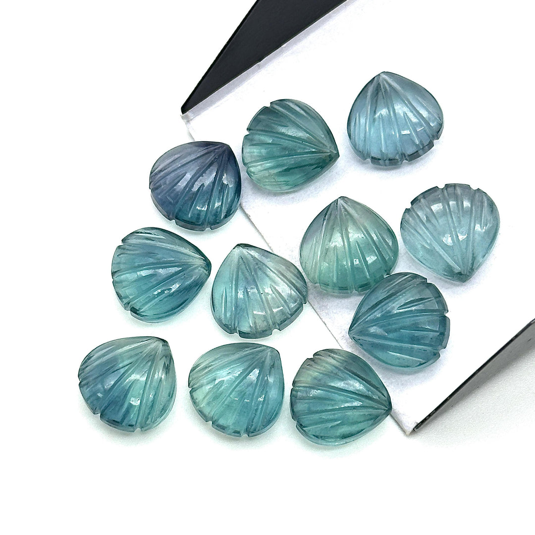 Natural Green Fluorite Seashell Shape Beads, AAA Fluorite Shell Briolette's, Shell Carving Gemstones For Jewelry 12 mm, Shell Charms Beads