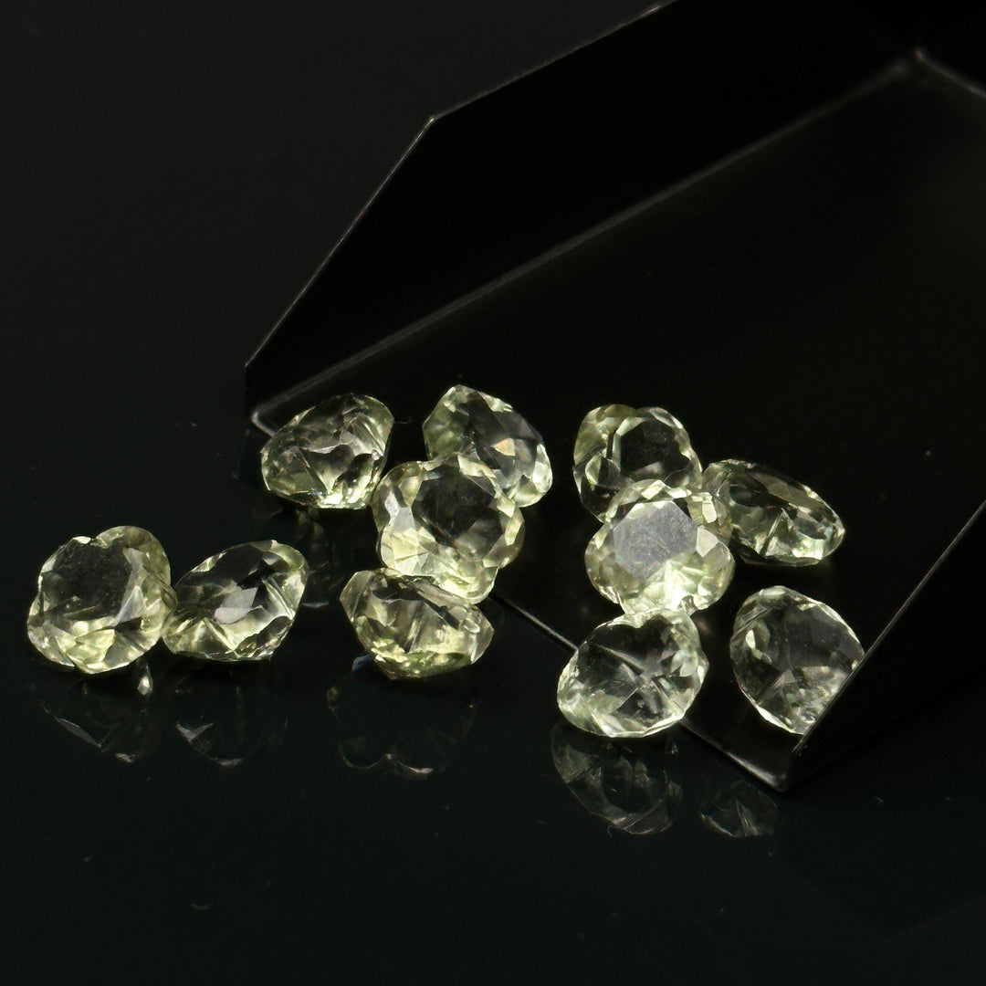 Natural Green Amethyst Flower Shape Faceted Gemstone, Flower Shape Carving Cut Stones For Jewelry Making, 10 MM Clear Visible Crystal Beads