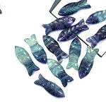 Load image into Gallery viewer, Natural Fluorite Fish Shape Gemstone, AAA Fluorite Fish Beads, Crystals Fish for Jewelry Making, Fish Charms, 23X9 MM Crystal Gifts