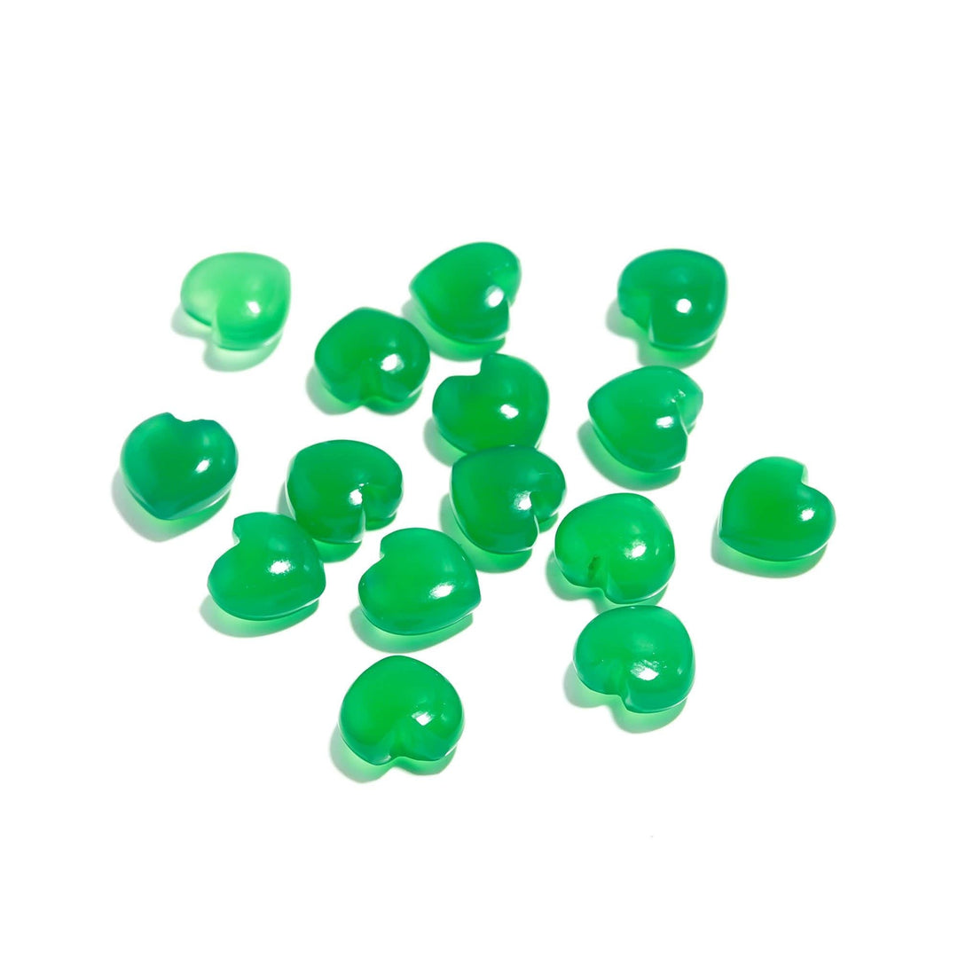 Green Onyx Heart Shape Beads, Natural Green Onyx Heart Shape Charms, Mini Plain Heart Briolette's for Jewelry Making, 10 MM Green Charms