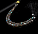 Load image into Gallery viewer, Faceted Labradorite Rondelle Beads: Flashy Black Rainbow Gemstone Strand, 8-9 mm