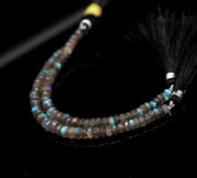 Faceted Labradorite Rondelle Beads: Flashy Black Rainbow Gemstone Strand, 8-9 mm