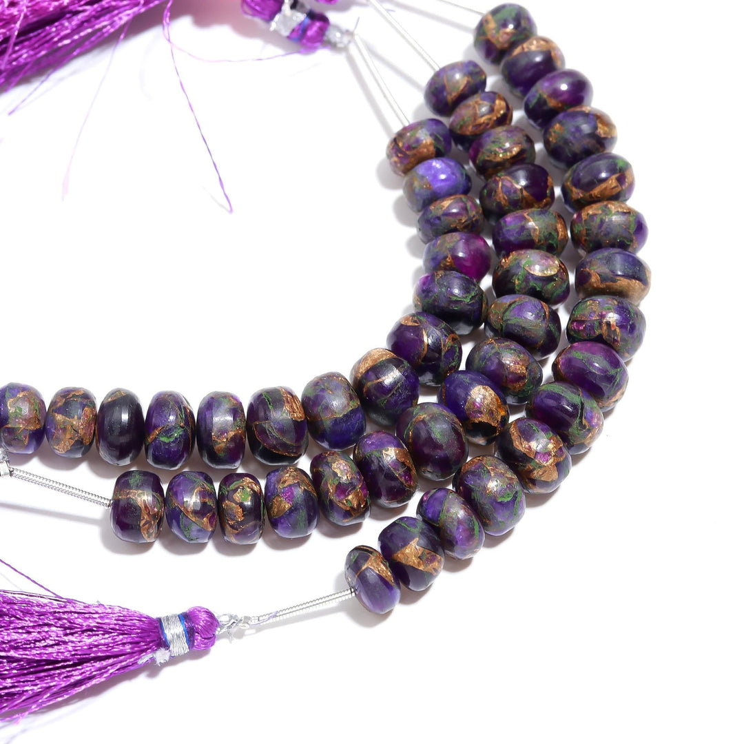 AAA Copper Amethyst Smooth Beads, Copper Amethyst Smooth Rondelle Beads, 9-10 MM Healing Gemstone Beads for Jewelry, Amethyst Loose Beads