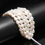 Load image into Gallery viewer, Natural Freshwater Oval Pearl Beads, AAA White Rice Pearls, High Lustre Pearl for Necklace Making, 10-11 MM Genuine Pearls, 5 Inch Strand